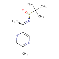 Chemical structure of (S)-2-methyl-N-[1-(5-methylpyrazin-2-yl)ethylidene]propane-2-sulfinamide - CSSB21331617748