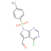 Chemical structure of 4-chloro-7-(4-methylbenzenesulfonyl)-7H-pyrrolo[2,3-d]pyrimidine-5-carbaldehyde - CSSB21332154530