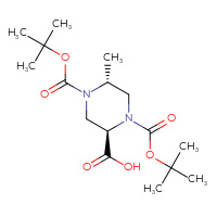 Chemical structure of (2R,5R)-1,4-bis[(tert-butoxy)carbonyl]-5-methylpiperazine-2-carboxylic acid - CSSB14828084252