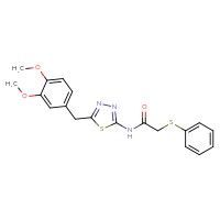 Chemical structure of N-{5-[(3,4-dimethoxyphenyl)methyl]-1,3,4-thiadiazol-2-yl}-2-(phenylsulfanyl)acetamide - CSSB00121688545