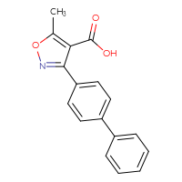 Chemical structure of 3-{[1,1'-biphenyl]-4-yl}-5-methyl-1,2-oxazole-4-carboxylic acid - CSSB00102740758