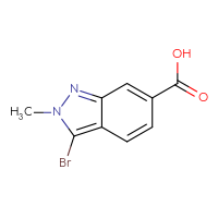 Chemical structure of 3-bromo-2-methyl-2H-indazole-6-carboxylic acid - CSSB00015481519