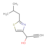 Chemical structure of 1-[2-(2-methylpropyl)-1,3-thiazol-4-yl]prop-2-yn-1-ol - CSSB06749645382