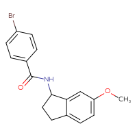 Chemical structure of 4-bromo-N-(6-methoxy-2,3-dihydro-1H-inden-1-yl)benzamide - CSSB05390079799