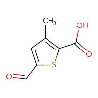 Chemical structure of 5-formyl-3-methylthiophene-2-carboxylic acid - CSSB00010350766