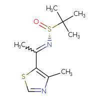 Chemical structure of (R)-2-methyl-N-[1-(4-methyl-1,3-thiazol-5-yl)ethylidene]propane-2-sulfinamide - CSSB02497115033