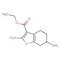Chemical structure of ethyl 2-amino-6-methyl-4,5,6,7-tetrahydro-1-benzothiophene-3-carboxylate - CSSB00000260958