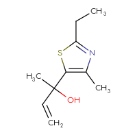 Chemical structure of 2-(2-ethyl-4-methyl-1,3-thiazol-5-yl)but-3-en-2-ol - CSSB06440797589