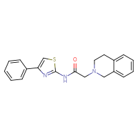 Chemical structure of N-(4-phenyl-1,3-thiazol-2-yl)-2-(1,2,3,4-tetrahydroisoquinolin-2-yl)acetamide - CSSB00132500437