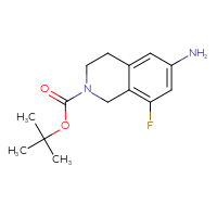 Chemical structure of tert-butyl 6-amino-8-fluoro-1,2,3,4-tetrahydroisoquinoline-2-carboxylate - CSSB06448078108