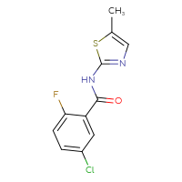 Chemical structure of 5-chloro-2-fluoro-N-(5-methyl-1,3-thiazol-2-yl)benzamide - CSSB00000273659