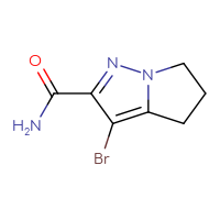Chemical structure of 3-bromo-4H,5H,6H-pyrrolo[1,2-b]pyrazole-2-carboxamide - CSSB00114070378
