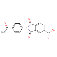 Chemical structure of 2-(4-acetylphenyl)-1,3-dioxo-2,3-dihydro-1H-isoindole-5-carboxylic acid - CSSB00020596598