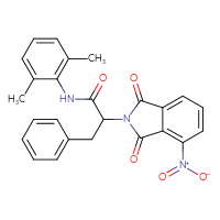 Chemical structure of N-(2,6-dimethylphenyl)-2-(4-nitro-1,3-dioxo-2,3-dihydro-1H-isoindol-2-yl)-3-phenylpropanamide - CSSB00132419031