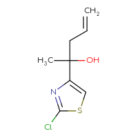 Chemical structure of 2-(2-chloro-1,3-thiazol-4-yl)pent-4-en-2-ol - CSSB21246285458