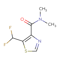 Chemical structure of 5-(difluoromethyl)-N,N-dimethyl-1,3-thiazole-4-carboxamide - CSSB14856311072