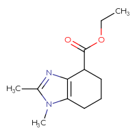 Chemical structure of ethyl 1,2-dimethyl-4,5,6,7-tetrahydro-1H-1,3-benzodiazole-4-carboxylate - CSSB00033536633