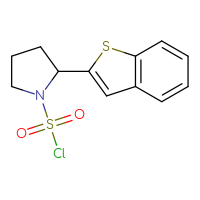 Chemical structure of 2-(1-benzothiophen-2-yl)pyrrolidine-1-sulfonyl chloride - CSSB21224774276