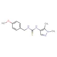 Chemical structure of 3-(1,5-dimethyl-1H-pyrazol-4-yl)-1-[(4-methoxyphenyl)methyl]thiourea - CSSB02034784308