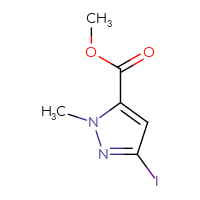 Chemical structure of methyl 3-iodo-1-methyl-1H-pyrazole-5-carboxylate - CSSB00103285847