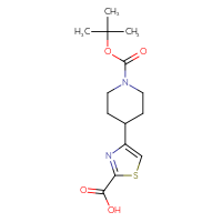 Chemical structure of 4-{1-[(tert-butoxy)carbonyl]piperidin-4-yl}-1,3-thiazole-2-carboxylic acid - CSSB00020836797