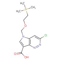 Chemical structure of 3-chloro-5-{[2-(trimethylsilyl)ethoxy]methyl}-5H-pyrrolo[3,2-c]pyridazine-7-carboxylic acid - CSSB20504682922