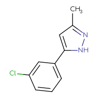 Chemical structure of 5-(3-chlorophenyl)-3-methyl-1H-pyrazole - CSSB01384457797