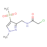 Chemical structure of 2-chloro-N-[(4-methanesulfonyl-1-methyl-1H-pyrazol-3-yl)methyl]acetamide - CSSB21332048411