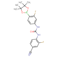Chemical structure of 1-(4-cyano-2-fluorophenyl)-3-[3-fluoro-4-(4,4,5,5-tetramethyl-1,3,2-dioxaborolan-2-yl)phenyl]urea - CSSB21332065277
