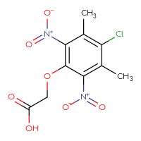 Chemical structure of 2-(4-chloro-3,5-dimethyl-2,6-dinitrophenoxy)acetic acid - CSSB21387163506