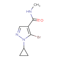 Chemical structure of 5-bromo-1-cyclopropyl-N-methyl-1H-pyrazole-4-carboxamide - CSSB14994087071