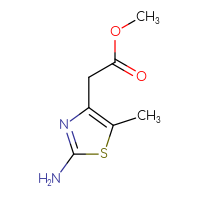 Chemical structure of methyl 2-(2-amino-5-methyl-1,3-thiazol-4-yl)acetate - CSSB00000066419