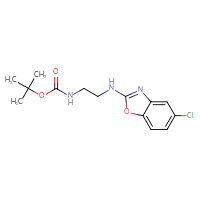 Chemical structure of tert-butyl N-{2-[(5-chloro-1,3-benzoxazol-2-yl)amino]ethyl}carbamate - CSSB00010363359