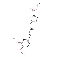Chemical structure of ethyl 2-[(2E)-3-(3,4-dimethoxyphenyl)prop-2-enamido]-4-methyl-1,3-thiazole-5-carboxylate - CSSB00132846774