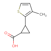 Chemical structure of 2-(3-methylthiophen-2-yl)cyclopropane-1-carboxylic acid - CSSB00000691792