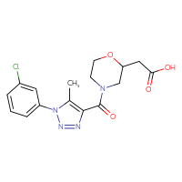 Chemical structure of 2-{4-[1-(3-chlorophenyl)-5-methyl-1H-1,2,3-triazole-4-carbonyl]morpholin-2-yl}acetic acid - CSSS00027663873