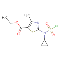 Chemical structure of ethyl 2-[(chlorosulfonyl)(cyclopropyl)amino]-4-methyl-1,3-thiazole-5-carboxylate - CSSB21224774490