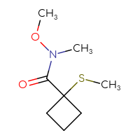 Chemical structure of N-methoxy-N-methyl-1-(methylsulfanyl)cyclobutane-1-carboxamide - CSSB00016348808