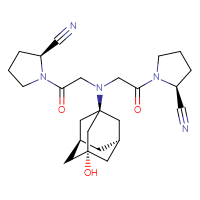 Chemical structure of (2S)-1-[2-({2-[(2S)-2-cyanopyrrolidin-1-yl]-2-oxoethyl}[(1r,3r,5R,7S)-3-hydroxyadamantan-1-yl]amino)acetyl]pyrrolidine-2-carbonitrile - CSSB20621662210