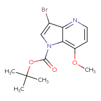 Chemical structure of tert-butyl 3-bromo-7-methoxy-1H-pyrrolo[3,2-b]pyridine-1-carboxylate - CSSB00135414914