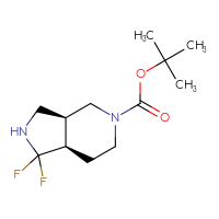 Chemical structure of tert-butyl (3aS,7aR)-1,1-difluoro-octahydro-1H-pyrrolo[3,4-c]pyridine-5-carboxylate - CSSB02125931438