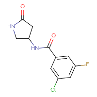 Chemical structure of 3-chloro-5-fluoro-N-(5-oxopyrrolidin-3-yl)benzamide - CSSB01998470284