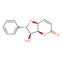 Chemical structure of (2S,3S,3aS,7aS)-3-hydroxy-2-phenyl-2H,3H,3aH,5H,7aH-furo[3,2-b]pyran-5-one - CSSB00159260816