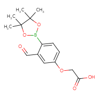 Chemical structure of 2-[3-formyl-4-(4,4,5,5-tetramethyl-1,3,2-dioxaborolan-2-yl)phenoxy]acetic acid - CSSB20620665759