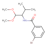 Chemical structure of 3-bromo-N-(1,1-dimethoxy-3-methylbutan-2-yl)benzamide - CSSB01812803335
