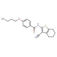 Chemical structure of 4-butoxy-N-(3-cyano-4,5,6,7-tetrahydro-1-benzothiophen-2-yl)benzamide - CSSB00046101015