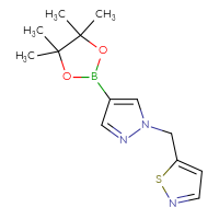 Chemical structure of 5-{[4-(4,4,5,5-tetramethyl-1,3,2-dioxaborolan-2-yl)-1H-pyrazol-1-yl]methyl}-1,2-thiazole - CSSB00120463331
