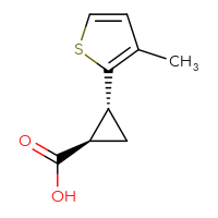 Chemical structure of (1R,2R)-2-(3-methylthiophen-2-yl)cyclopropane-1-carboxylic acid - CSSB00039924887