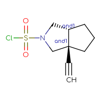 Chemical structure of rac-(3aR,6aS)-3a-ethynyl-octahydrocyclopenta[c]pyrrole-2-sulfonyl chloride - CSSB14825848146