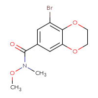Chemical structure of 8-bromo-N-methoxy-N-methyl-2,3-dihydro-1,4-benzodioxine-6-carboxamide - CSSB00026683153